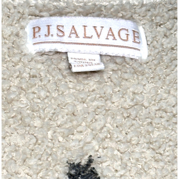 PJ Salvage Cream Oatmeal Sherpa Button Front Cardigan XS Small "Peace Love Hope" - Picture 6 of 7
